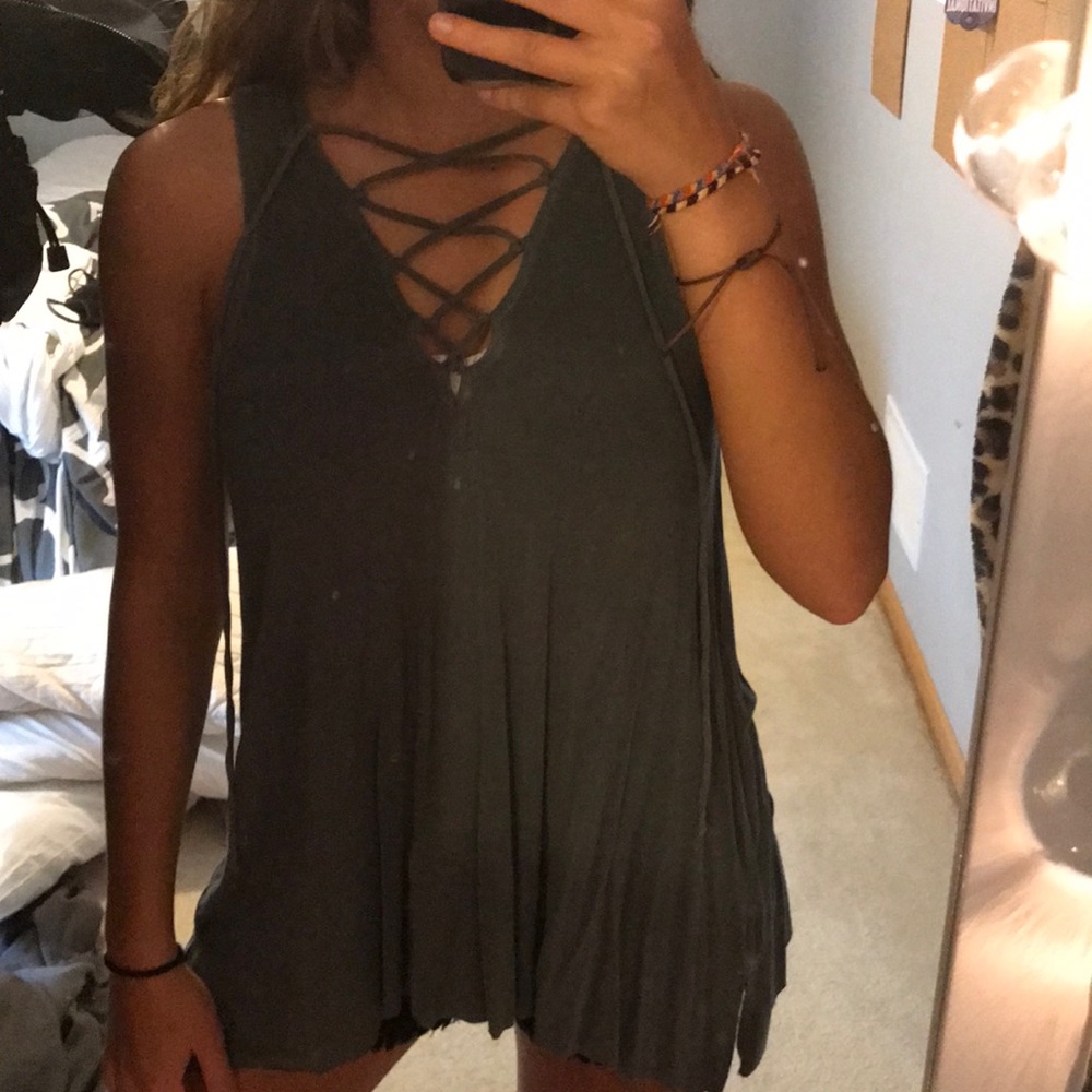 american eagle lace up tank top